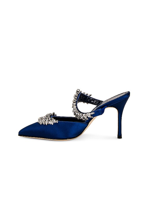 MANOLO BLAHNIK ライトブルー ミュール 36 Manolo Blahnik - Ligra Light Blue Satin Sandal, 50mm