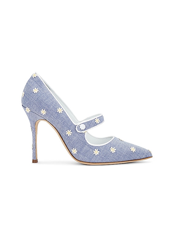 Manolo Blahnik サンダル - White Daisy Chambray | FWRD