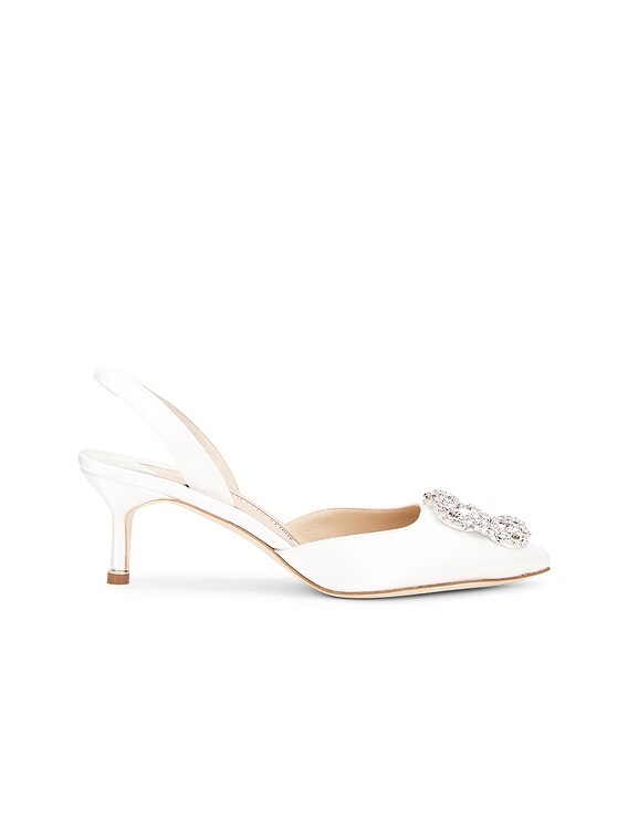 1回短時間使用】MANOLO BLAHNIK ホワイトパンプス 低ヒール