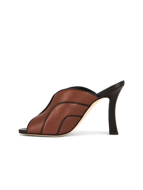 Manolo Blahnik Nikanor 105 Mule in Medium Brown & Dark Brown | FWRD