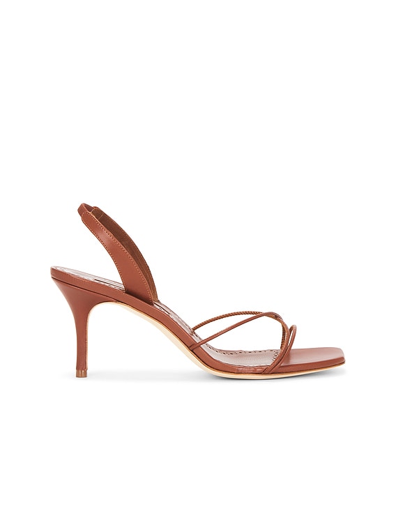 Manolo Blahnik Ninfea 70 Sandal in Medium Brown | FWRD
