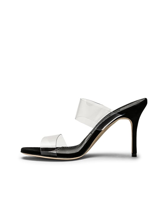 Manolo Blahnik PVC Scolto 90 Sandal in Black | FWRD