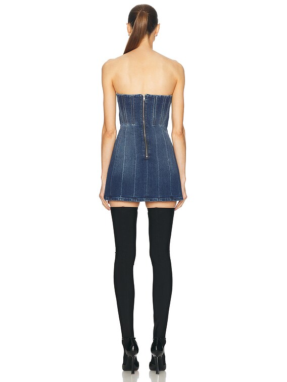 MONOT Bustier Denim Mini Dress in Blue | FWRD