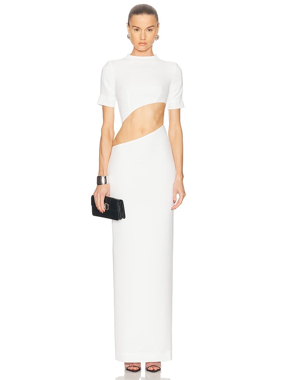 MONOT Short Sleeve Front Cutout Dress in White | FWRD