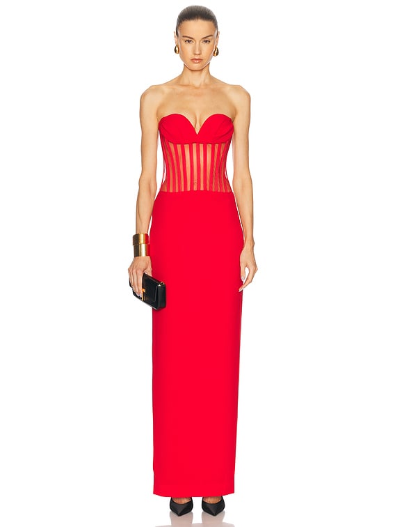 Sweetheart Exposed Bustier Maxi Dress