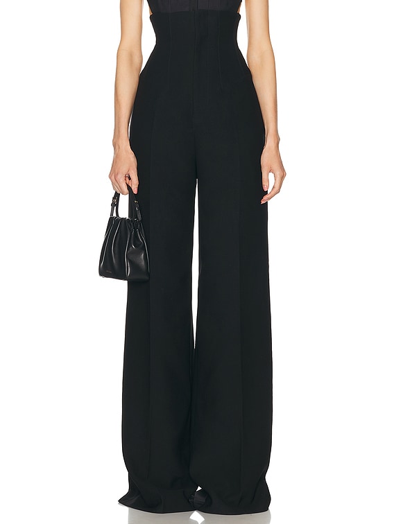 MONOT Dakota High Waisted Corset Trouser in Black | FWRD