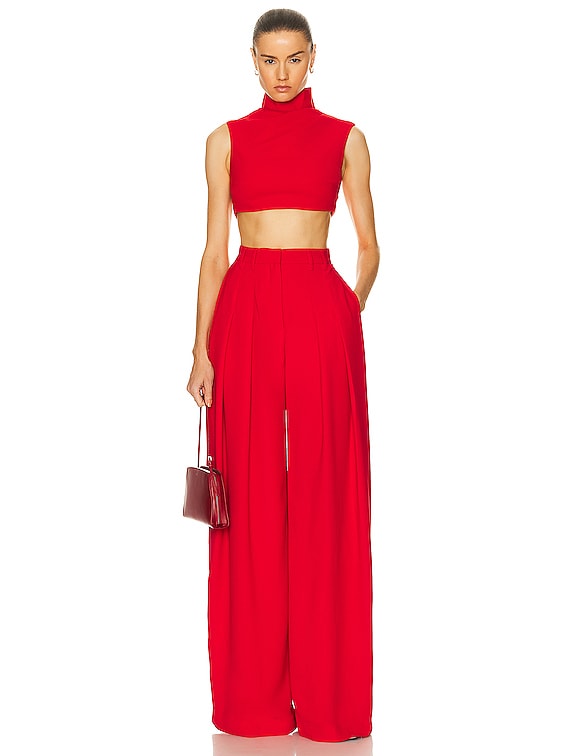 MONOT Turtleneck Sleeveless Crop Top in Red | FWRD