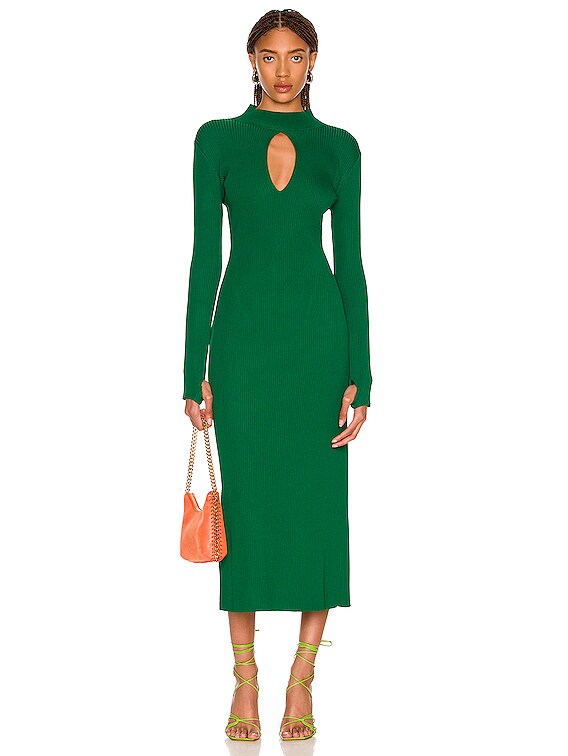 Monse Ribbed Keyhole Knit Dress in Grass | FWRD