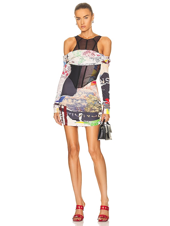 Mesh Bustier Print Dress