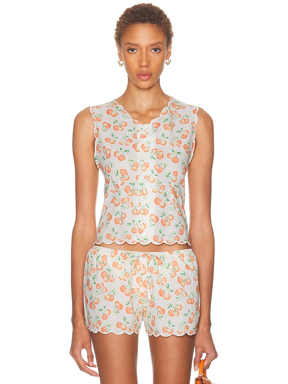 Montce X Elsa Hosk Scalloped Vest Top in Cherry Sherbet | FWRD
