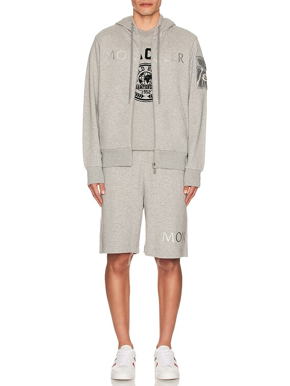 Moncler Zip Up Hoodie In Grey in Grey FWRD