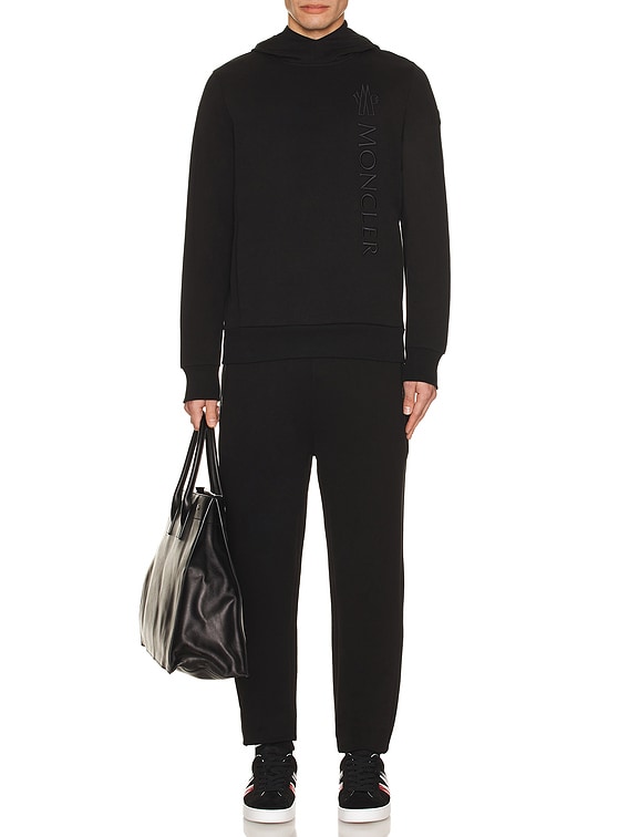 Moncler Logo Hoodie in Black | FWRD