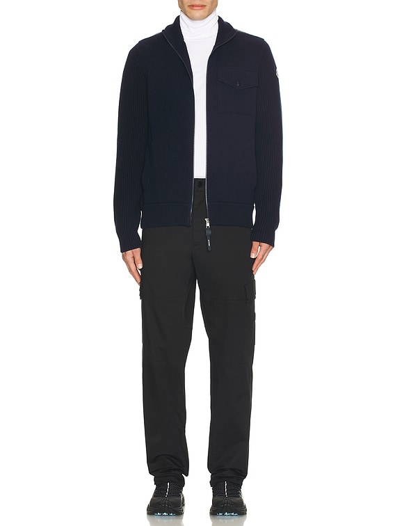 Moncler Zip Up Cardigan in Dark Blue | FWRD
