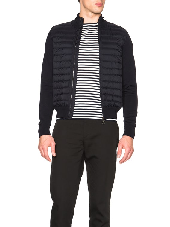 Moncler Maglia Tricot Cardigan Jacket in Navy | FWRD