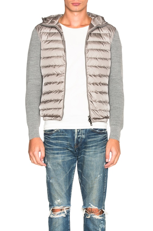 Moncler Maglione Tricot Cardigan in Charcoal | FWRD