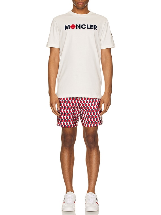 Moncler Short Sleeve Logo T-Shirt in Silk White | FWRD