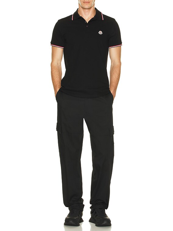 Moncler Short Sleeve Polo in Black | FWRD