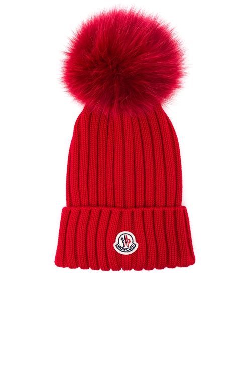 Moncler Berretto With Fox Fur Red FWRD
