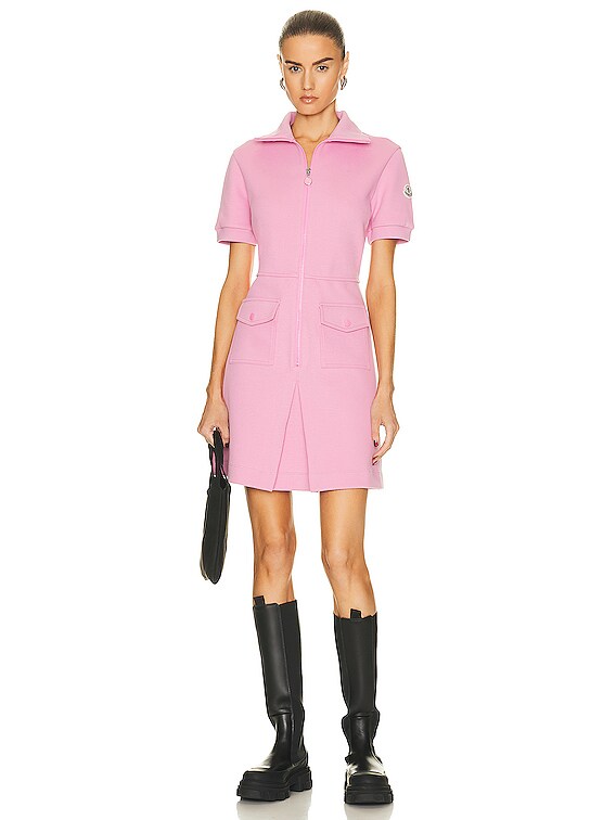 Moncler Turtleneck Short Sleeve Dress in Pink | FWRD