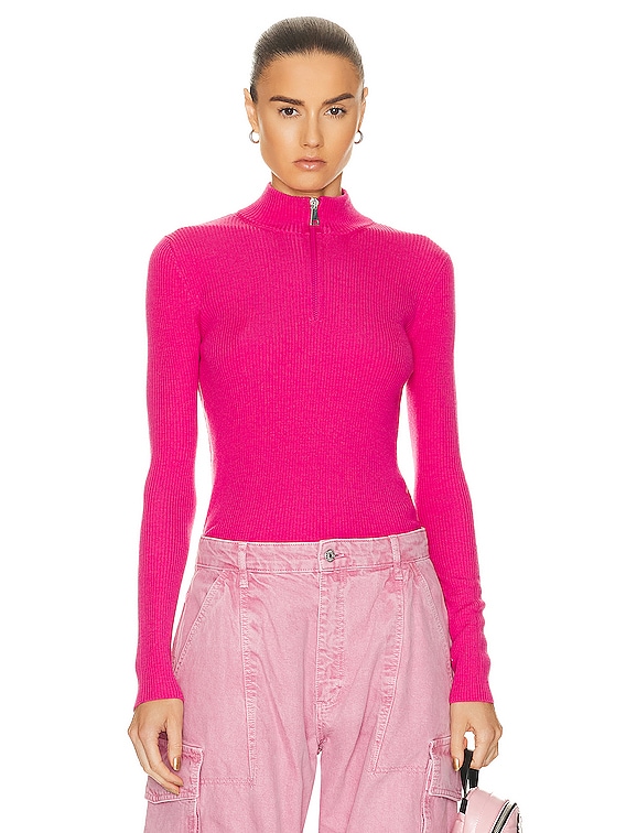 Moncler Zip Up Turtleneck Top in Fuchsia | FWRD