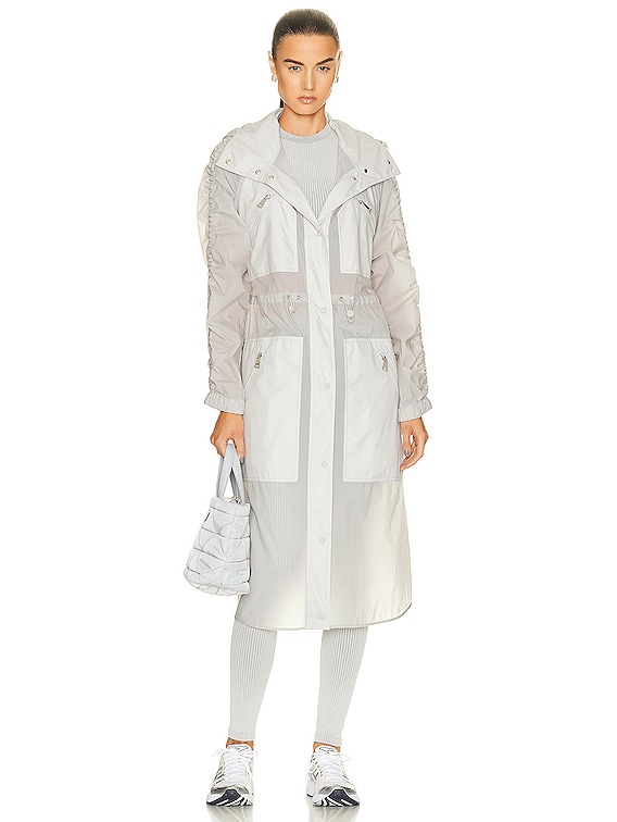 新品】22年新作MONCLER POTET ナイロンフーディロングコートグレー