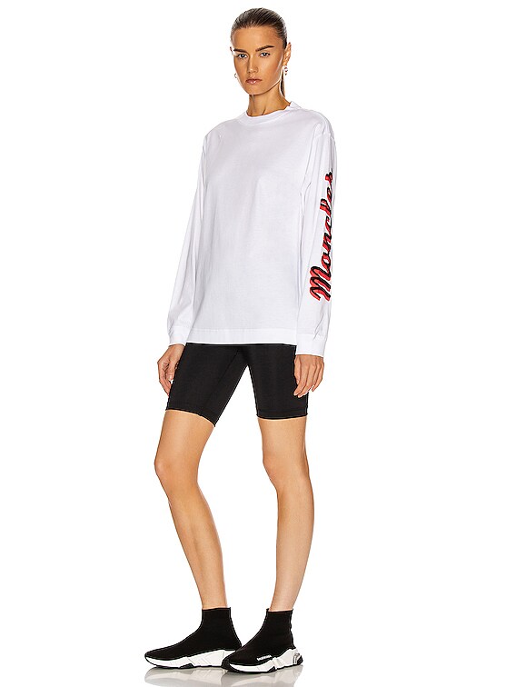 Moncler Girocollo Long Sleeve T-Shirt in White | FWRD