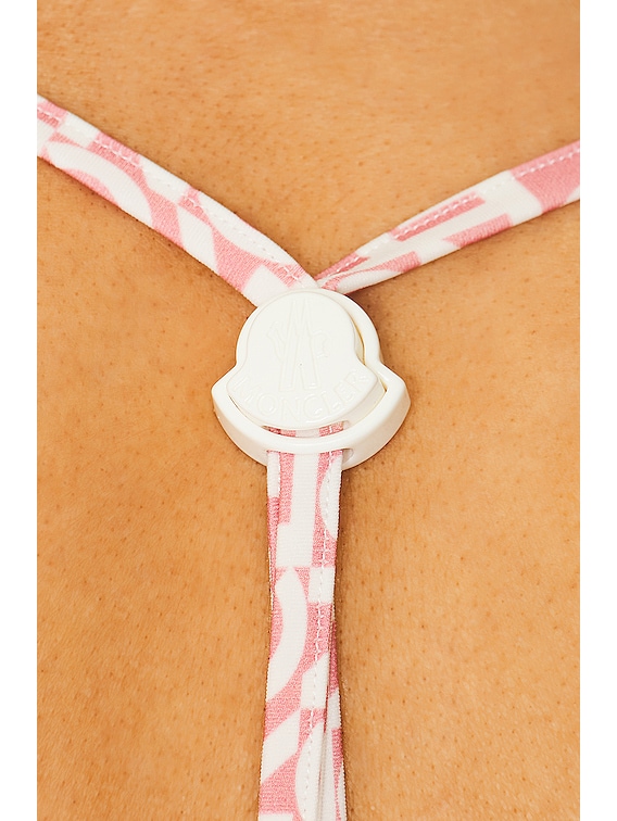 Moncler Bikini Logo Print Set in Pink | FWRD