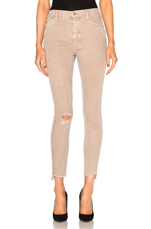 MOTHER Stunner Zip Ankle Step Fray in Sand | FWRD