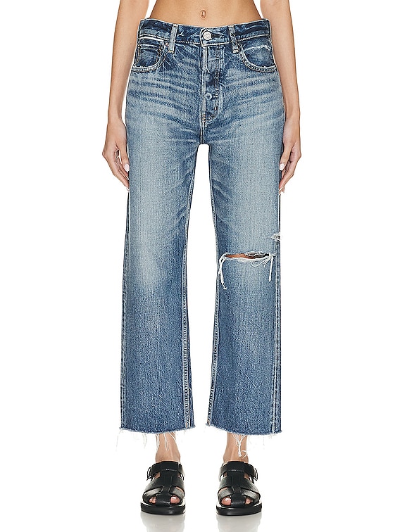 Moussy Vintage Esplen Wide Straight in Blue | FWRD