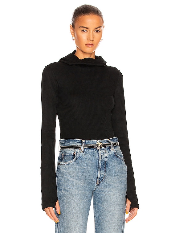 Moussy Vintage STUDIOWEAR Tight Rib Hoodie Sweatshirt in Black | FWRD