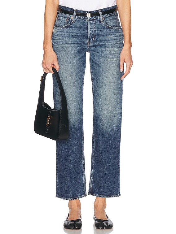 激安挑戦！！ Moussy Vintage Cedarhurst Straight Low in Blue | FWRD Tシャツ(半袖/袖なし)
