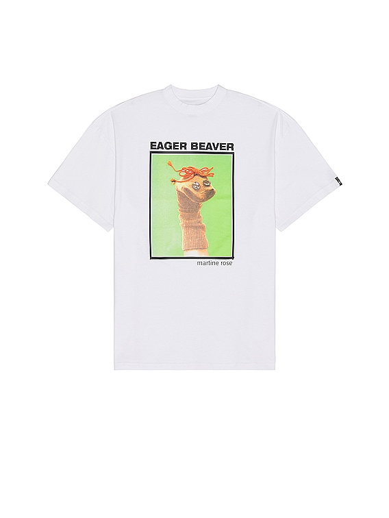 Martine Rose Boxy Oversized T-shirt - White & Green Eager Beaver ...