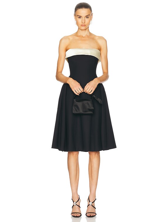 Mirror Palais Strapless Opera Lady Length Dress in Black & Pearl | FWRD