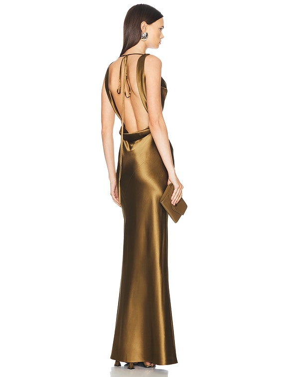 Plunging Back Cowl Dress