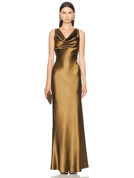 Plunging Back Cowl Dress