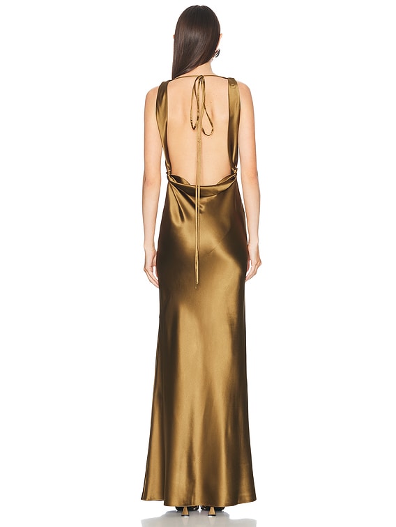 Plunging Back Cowl Dress