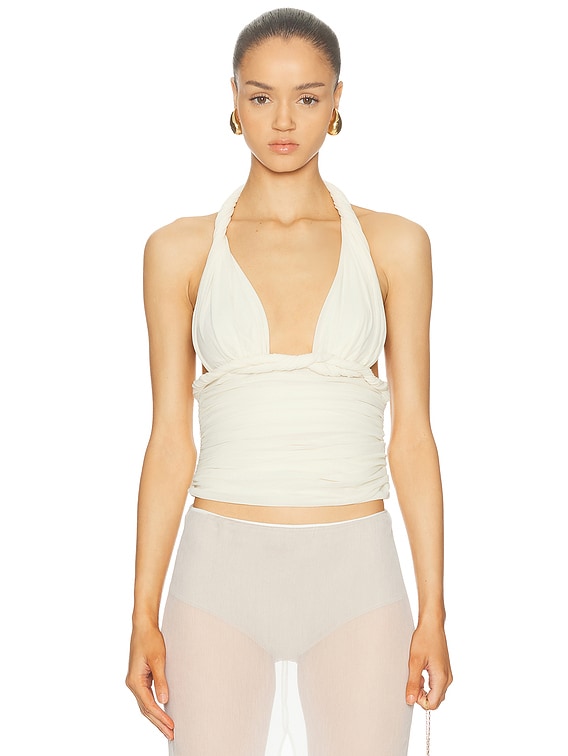 Mirror Palais Cabana Halter Top in Creme | FWRD