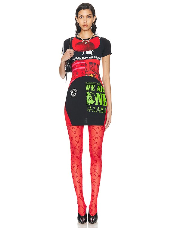 Marine Serre Regenerated Graphic T-Shirt Mini Dress in Red