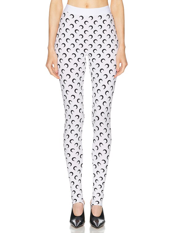 Marine Serre Moon Printed Jersey Stirrup Legging in Optical White  