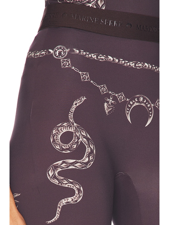 Marine Serre Tattoo Printed Jersey Legging in Brown | FWRD