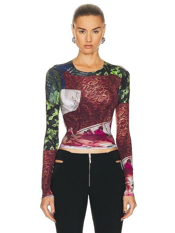 Marine Serre Scarves Print Recycled Second Skin Top in Multi | FWRD