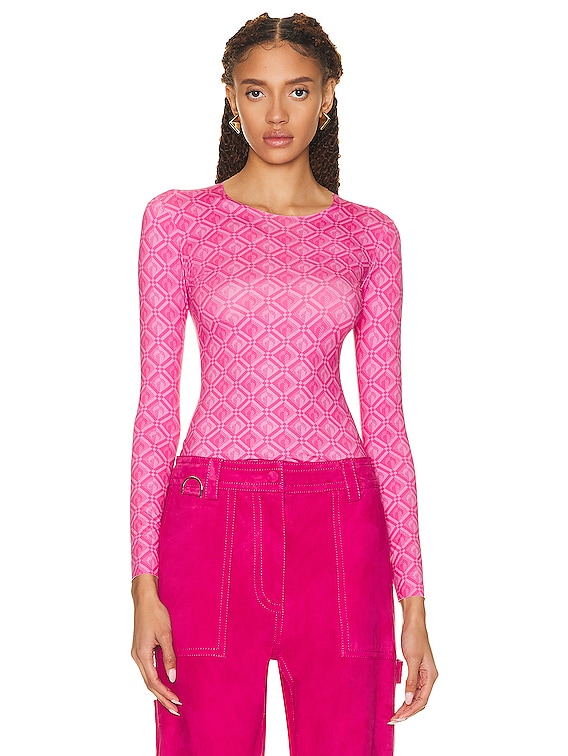 Marine Serre Jacquard Second Skin Top in Fuchsia Pink | FWRD