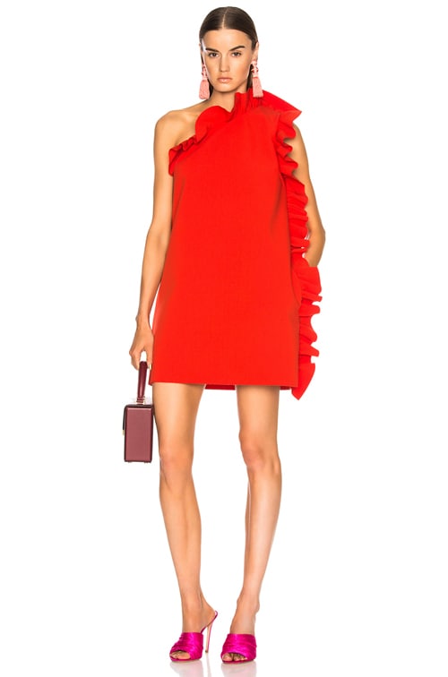 msgm red ruffle dress