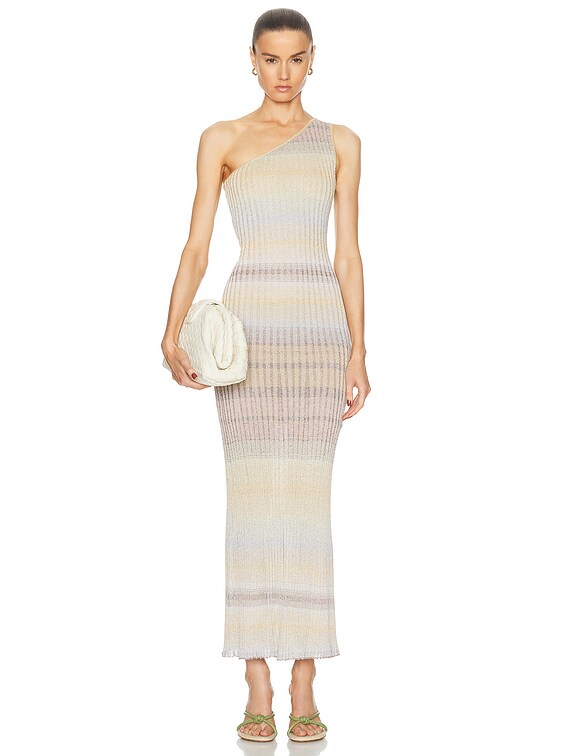 strapless open back dress Multicolor Floral Satin Pleated One Shoulder Maxi Dress  PinkBlush