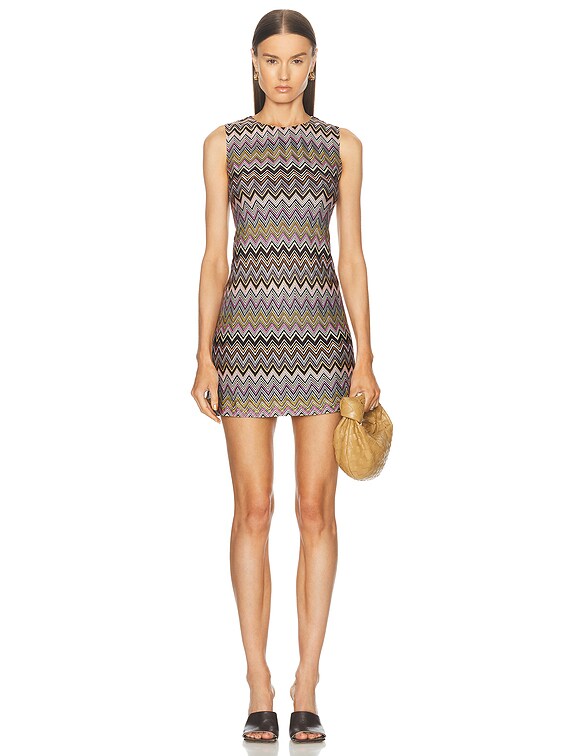 オールインワン・サロペット Missoni Sleeveless Short Dress With Zigzag Pattern Missoni Zig Zag Sleeveless Short Dress in Multicolor Brown
