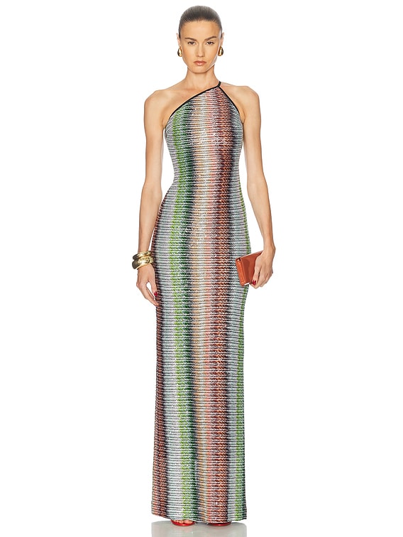 Missoni Long Dress in Multicolor Green & Red | FWRD