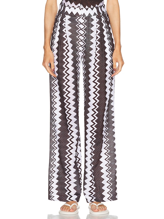 Missoni Zig Zag Wide Leg Trouser in Brown & White Tones | FWRD