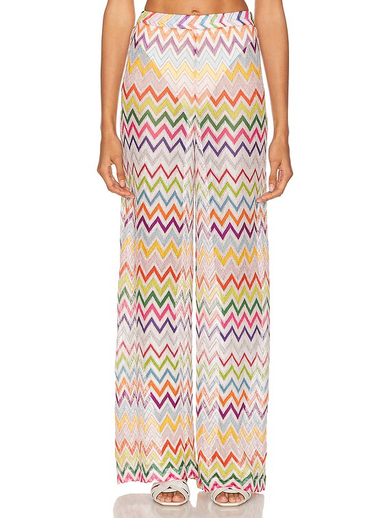 Missoni Zig Zag Wide Leg Trouser in Multicolor On White Base