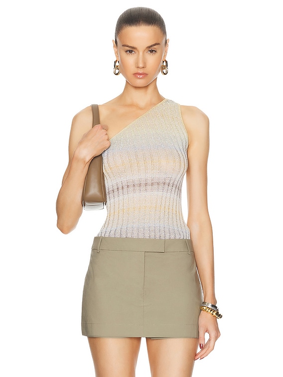 Missoni One Shoulder Top in Multicolor With Beige & Silver