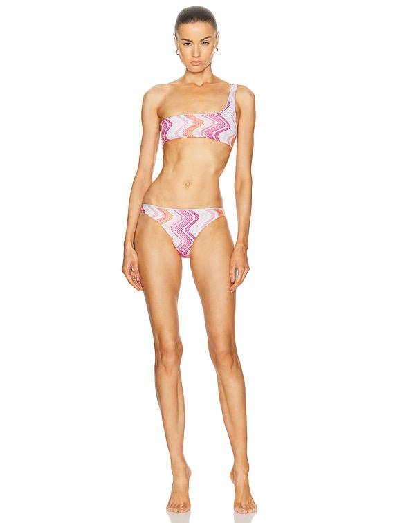 Missoni One Shoulder Bikini Set in Microshaded Pink Tones | FWRD